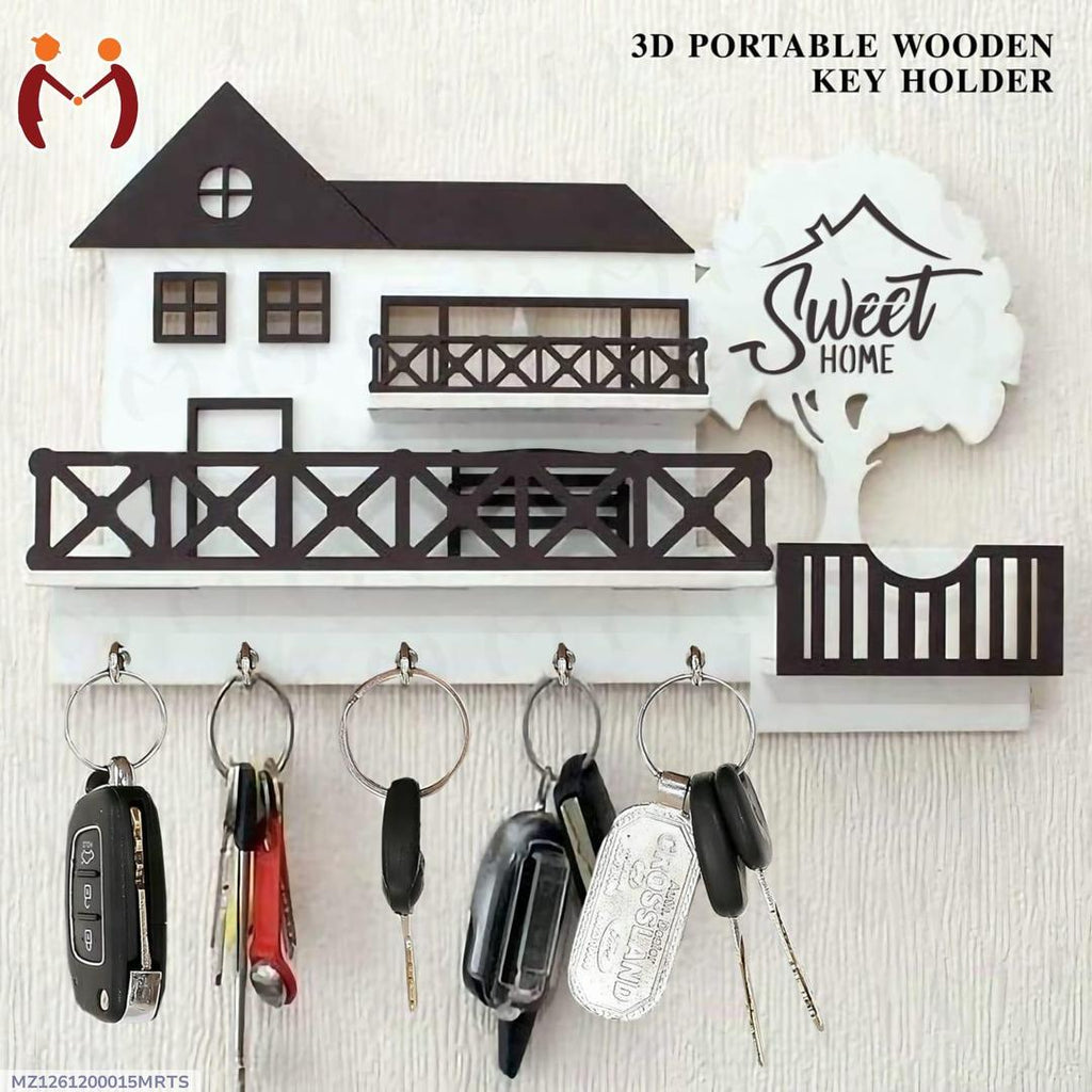 3D Wooden Key Holder Sweet Home Design
