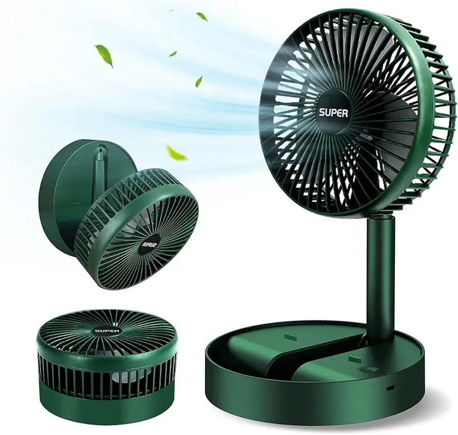 Rechargeable Green Folding Fan For Home Office Travel