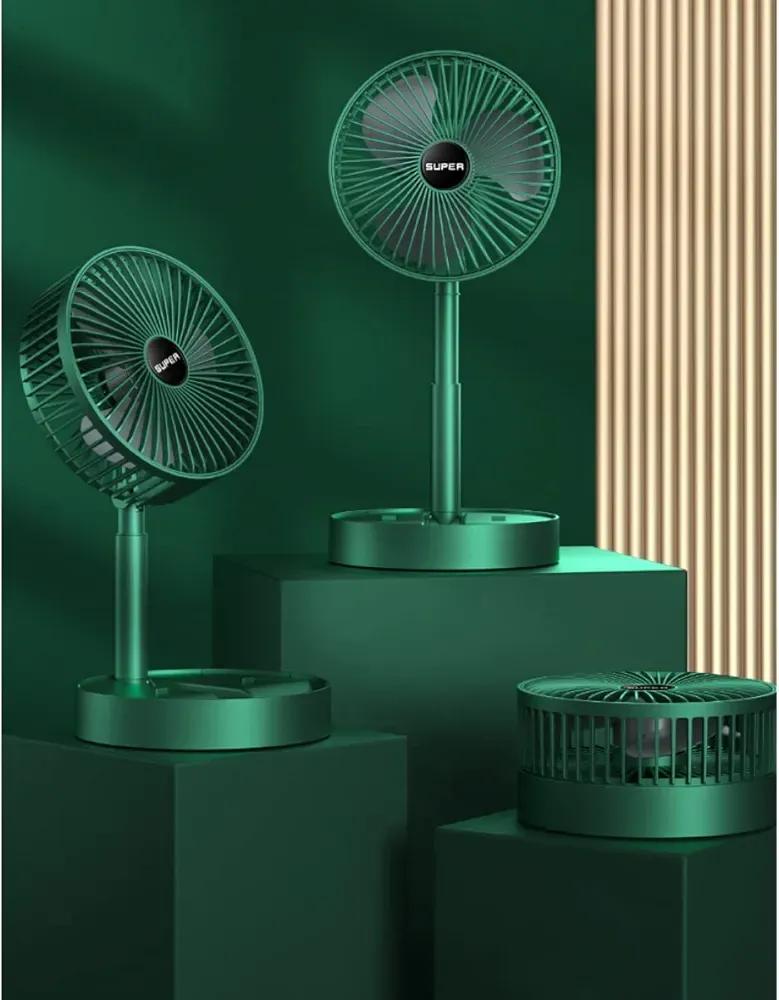 Rechargeable Green Folding Fan For Home Office Travel