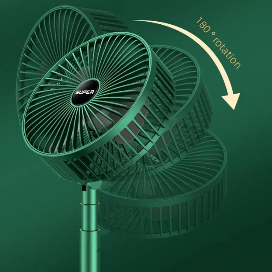Rechargeable Green Folding Fan For Home Office Travel