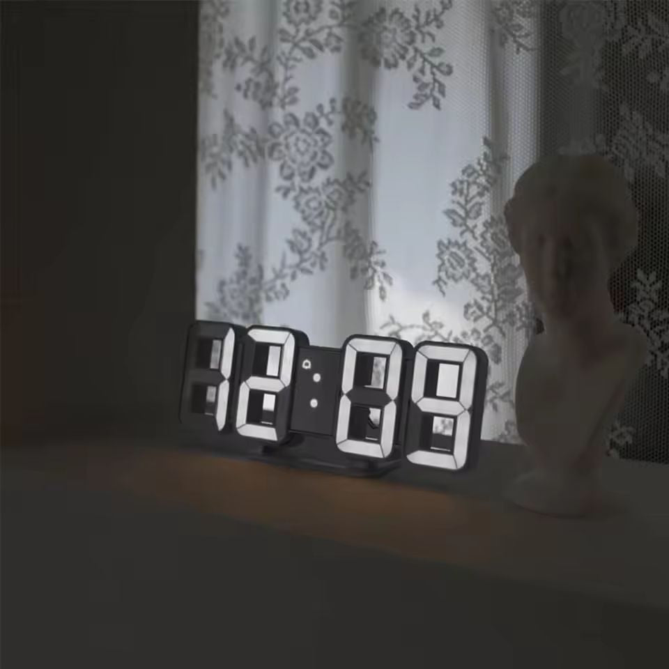 3D LED Digital Alarm Clock Three dimensional Wall Clock Hanging Watch Table Calendar Thermometer Electronic Clock Furnishings