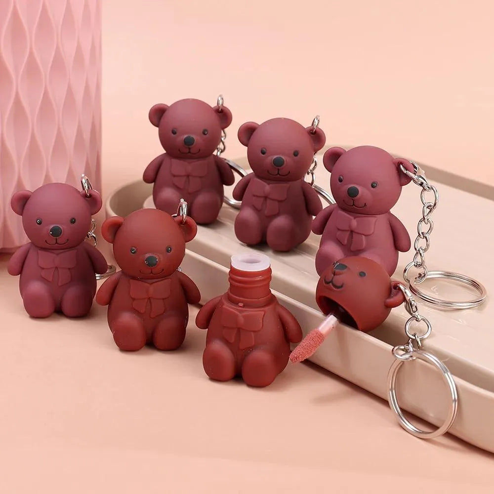 Bear Keychain Lip Gloss - 6 Pack Nude Shades