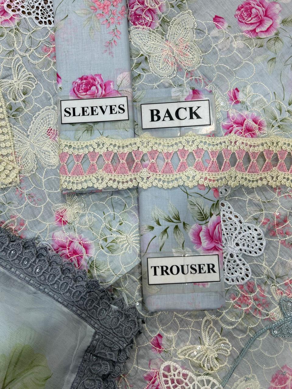 ☆Brand Name : MARIA B (Butterfly)☆  ☆Design Code : MPT-2901☆  Fabric Details :  Lawn & Chiffon☆