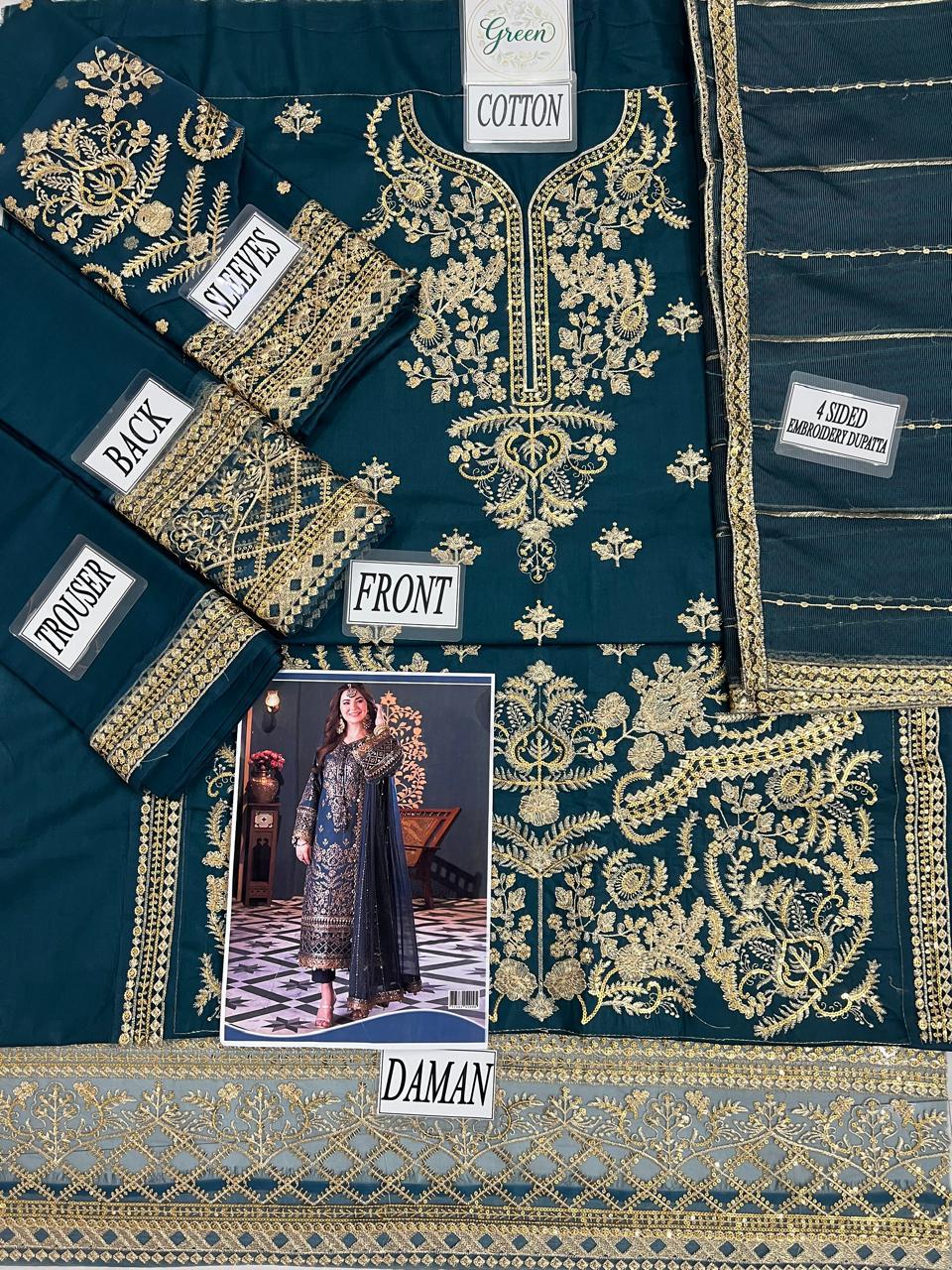 LUXURY COTTON 💕  FABRIC (SHIRT) COTTON  (DUPATTA) KHADI NET (TROUSER COTTON