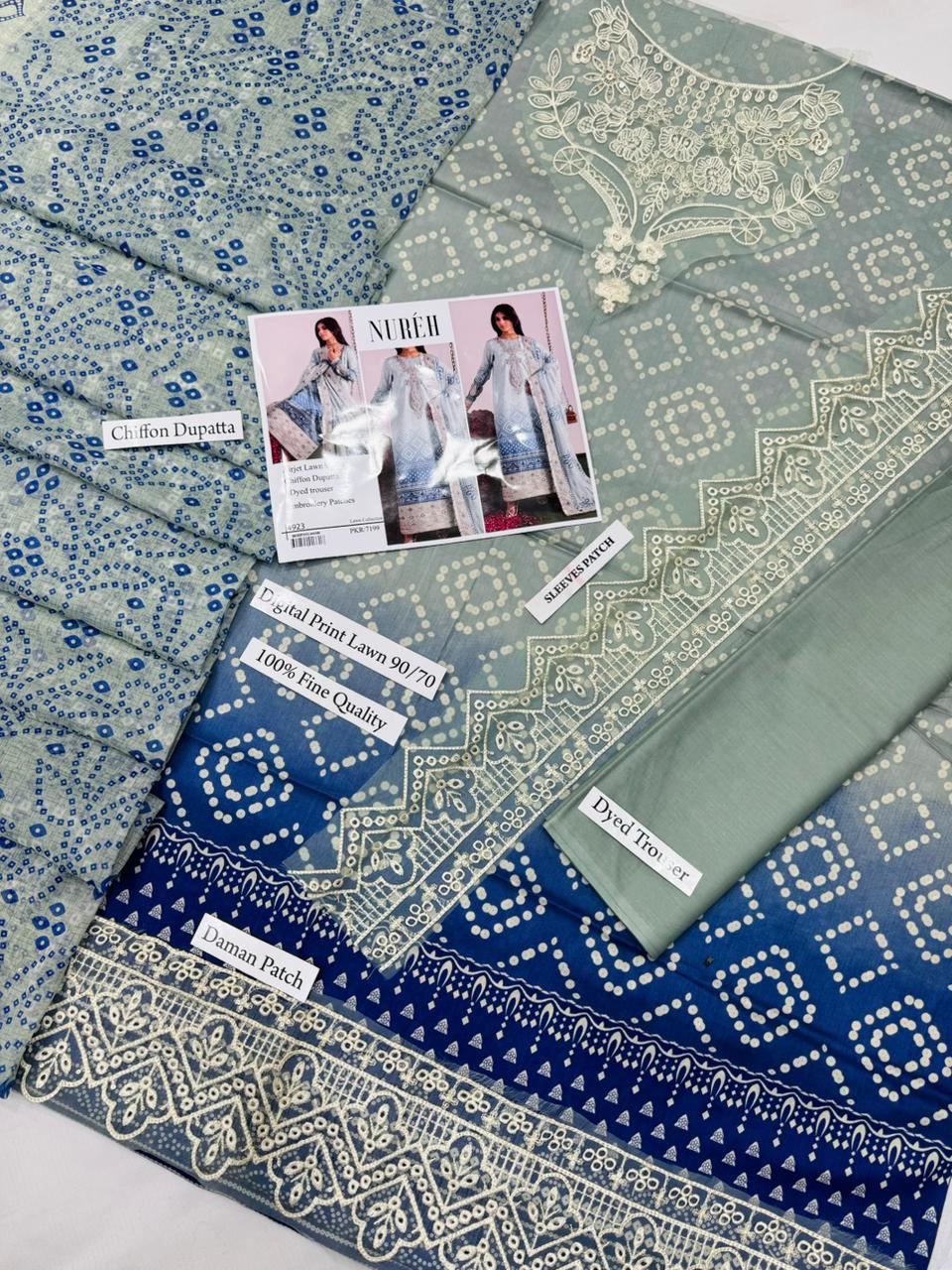 Nuresh Digital Print Airjet Lawn Code: 4923 / 4924