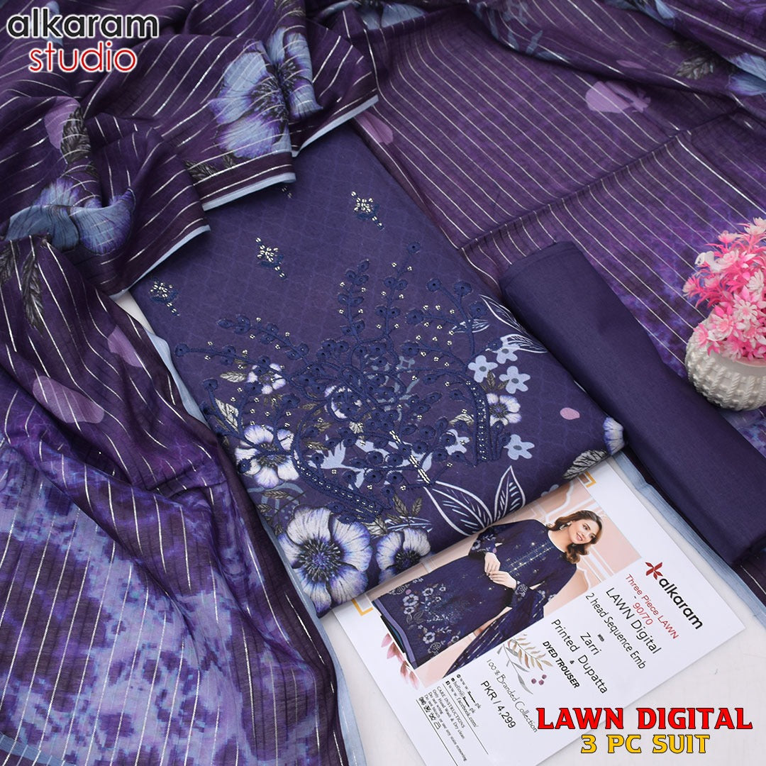 Alkaram 3pc Printed + Embroidery LAWN Collection