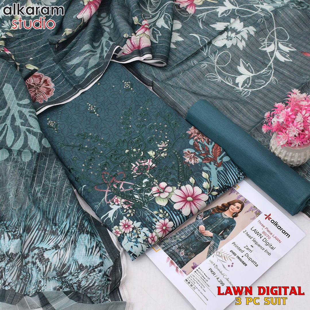 Alkaram 3pc Printed + Embroidery LAWN Collection