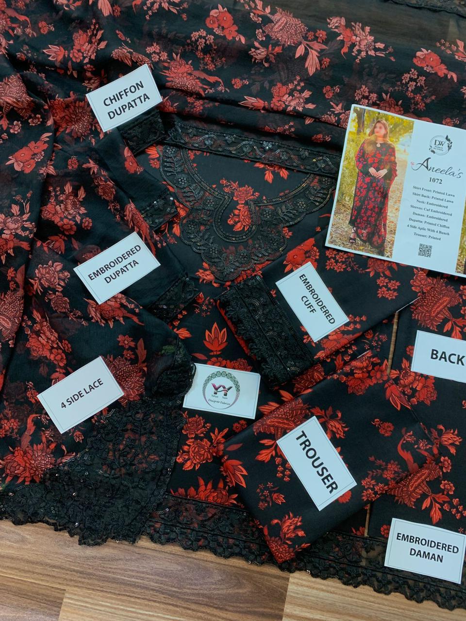 ANEELAS 1072 CHIFFON DUPATTA WITH 4 BUNCH RESTOCK