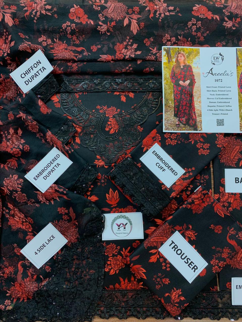 ANEELAS 1072 CHIFFON DUPATTA WITH 4 BUNCH RESTOCK