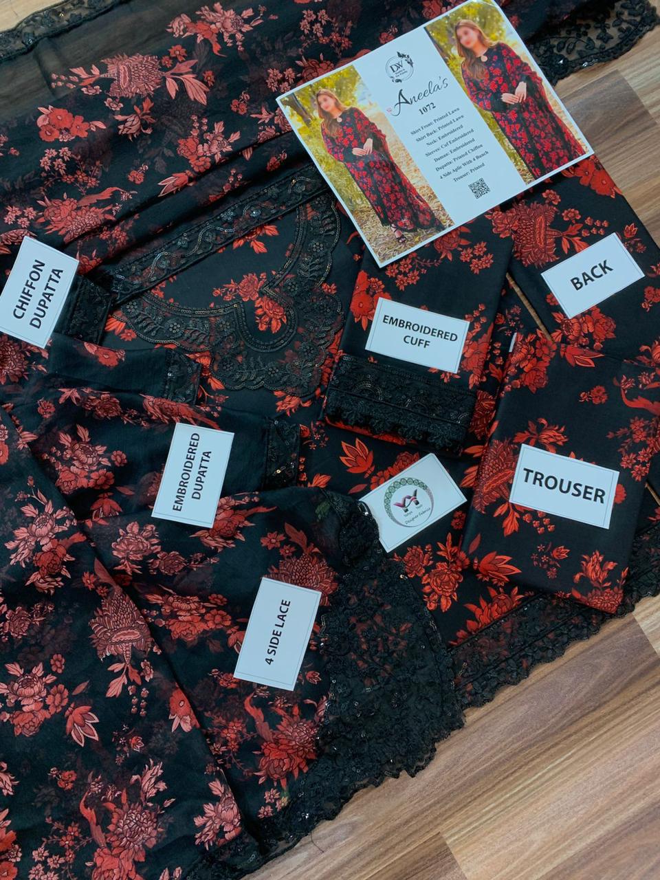 ANEELAS 1072 CHIFFON DUPATTA WITH 4 BUNCH RESTOCK