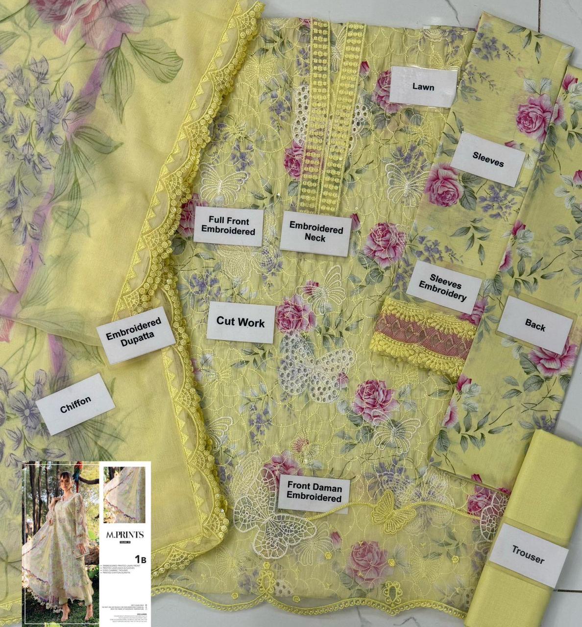 Brand Name : MARIA.B Design Code : MP-1AB  Fabric Details : Lawn & Chiffon BEST SUMMER SALE