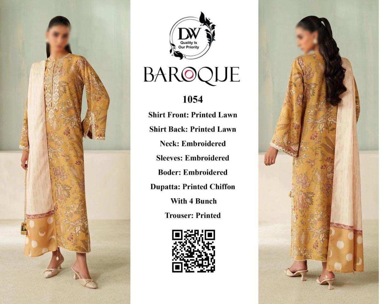 BAROUQE CHIFFON DUPATTA WITH 4 SIDE APLIk BEST SUMMER SALE