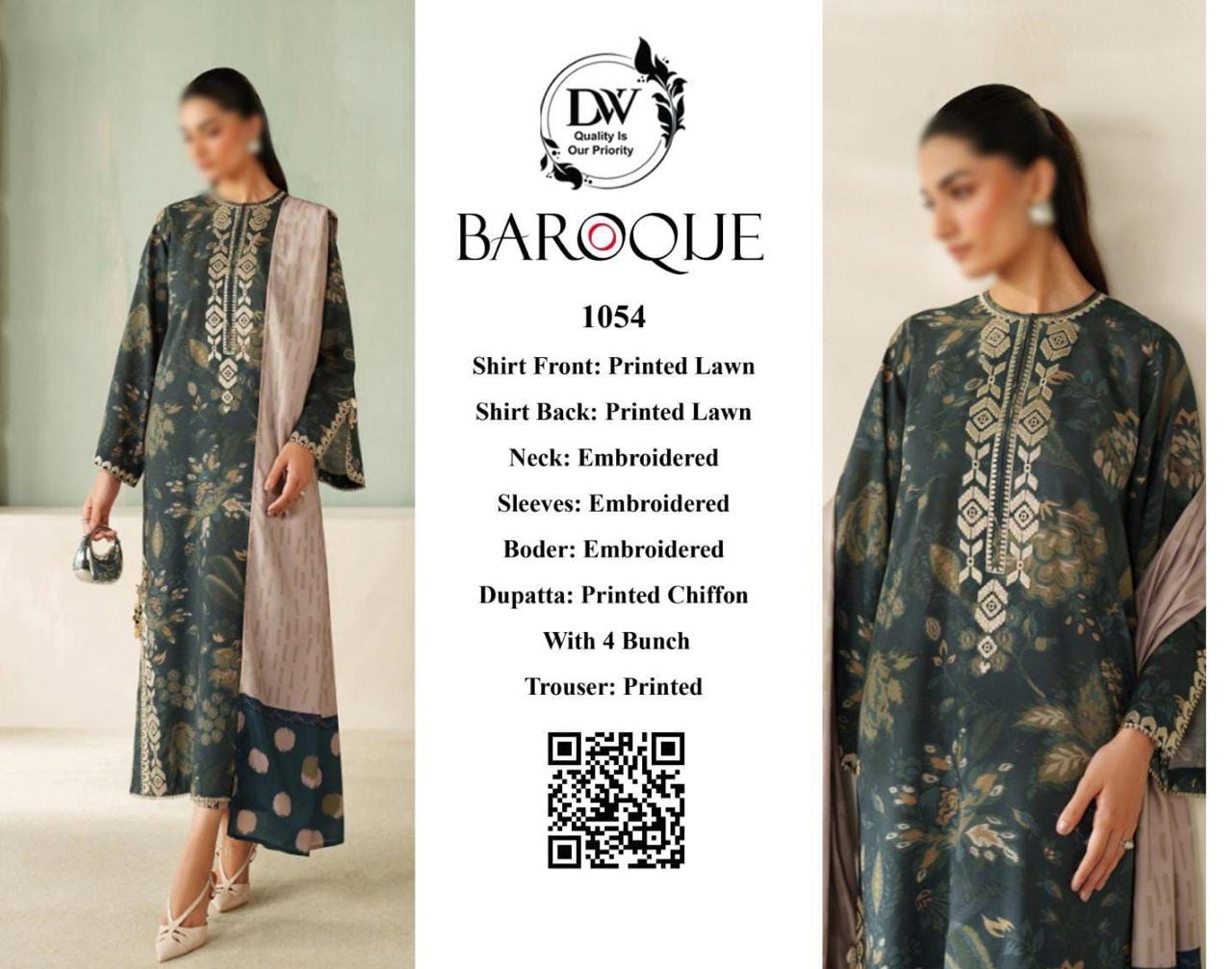 BAROUQE CHIFFON DUPATTA WITH 4 SIDE APLIk BEST SUMMER SALE