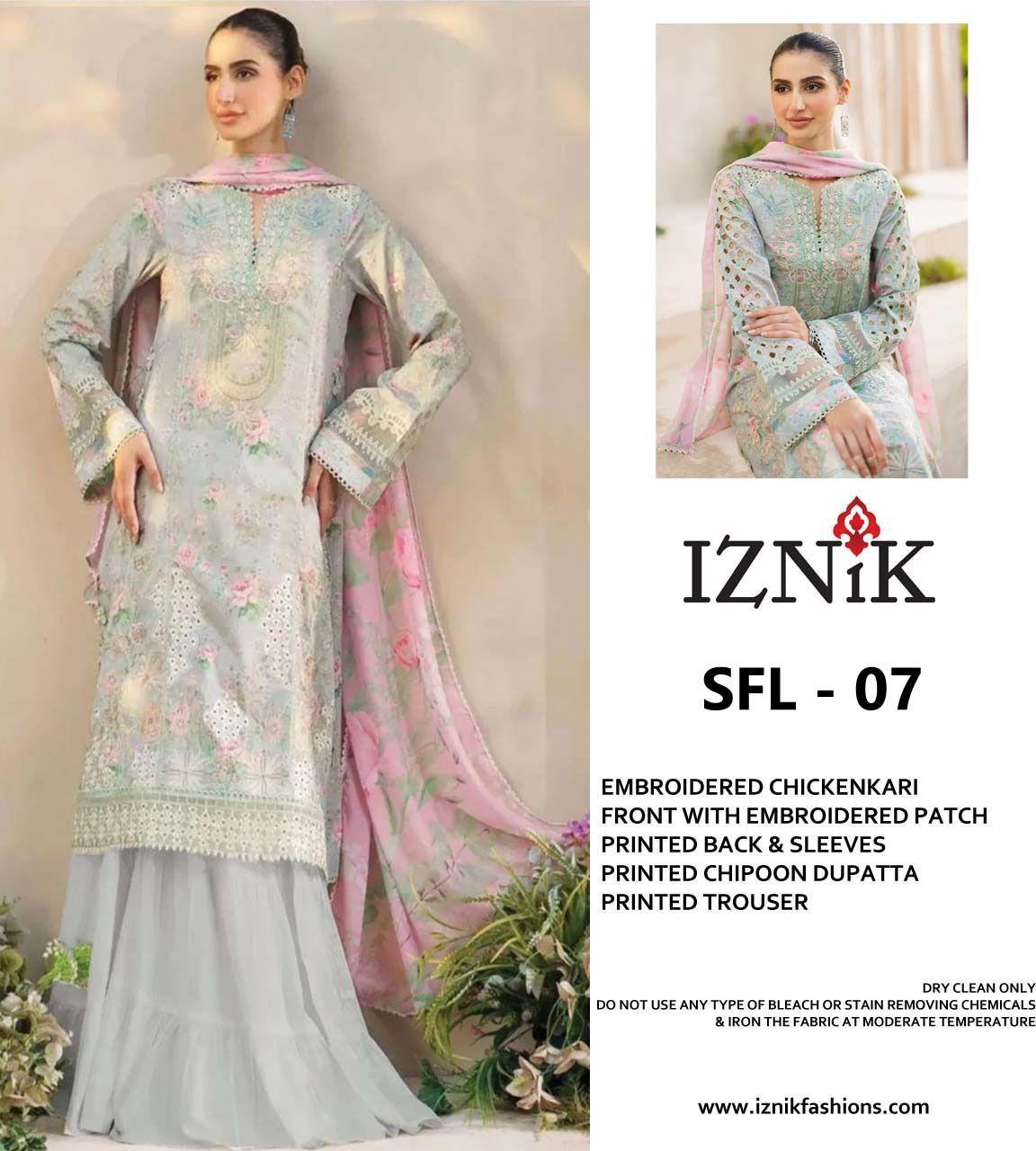 Brand Name : Iznik Design Code : SFL-07 Fabric: Lawn &Chiffon